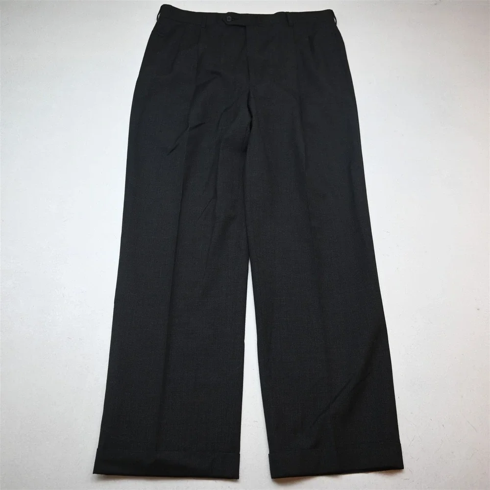 Vtg USA Made Jos A Bank 44L 36x32 Gray Nailshead 100% Wool Jacket Pants Suit